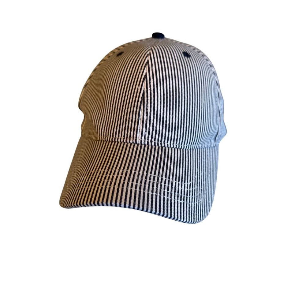 NWT Evereve Navy White Striped Baseball Cap Hat Adjustable